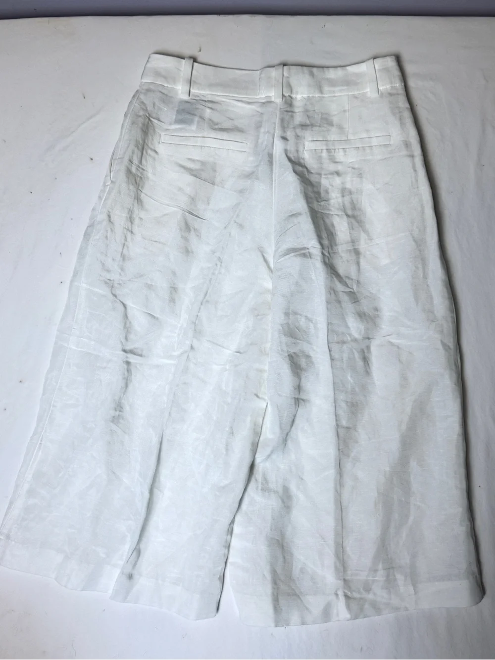 H&M white linen blend wide legged cropped pants Women’s size 4 | jh3